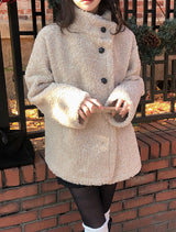 #Fluffy Boucle Ｈigh Neck Half Coat (4color)