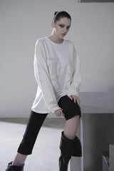 [MADE] beads long sleeve T_WHITE