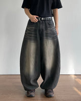 Brown balloon denim pants