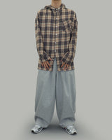 Kits hoodie check shirt (Navy)
