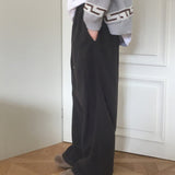 Leno incision fleece two-way wide pants
