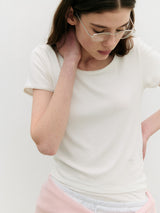 NUBASIC レース リブ Tシャツ ホワイト