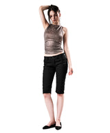 PYTHON SHIRRING SLEEVELESS TOP BEIGE