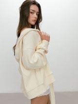 RIBBON WAFFLE HOODIE / BUTTER