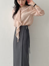 Ruffle Tencel See-through Blouse