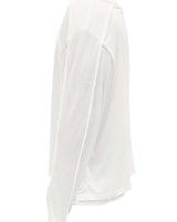 アンバランスネックラインスラッシュカットレイヤードTシャツ(ホワイト)