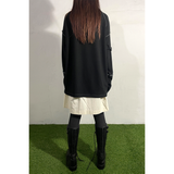 SLIP NECK OVERLOCKED TOP : BLACK