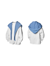 RELABEL Spatial Relationship (Inside and Outside) Two-Tone Striped Checkered Pattern Detachable Hooded 長袖Tシャツ ドロップショルダー