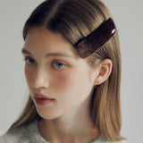 SQUARE VELVET HAIR PIN (BROWN)