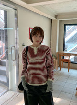 Malden Hairy Stripe Button Knit