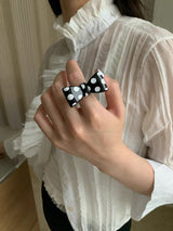 Black polka DOT bow ring