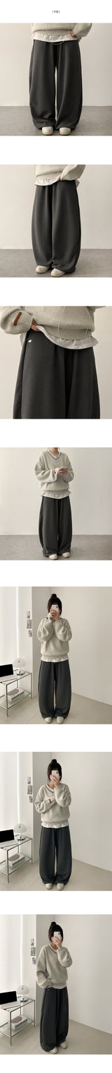 ベラペンダントポイントストリングリブワイドパンツ