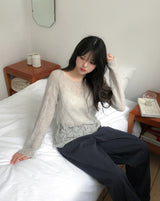 Bubble Punching Boat Neck Loose Fit Knit