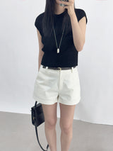 Shannon Cap Sleeveless Ribbed Short Sleeve Knit T-shirt