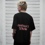 フェイクナッツ ステイン メイド イン アスタリスク ブラック ボクシー オーバーサイズ Tシャツ