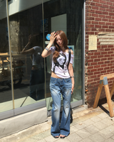 Lowrise rosy bootscut denim pants