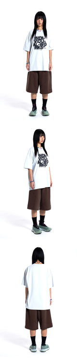 Blur Effect Round T-Shirt-Grey