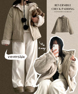 Mons reversible wool checkered padded jumper