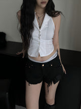 y2k back slit halter vest