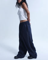 Line stud string sweatpants - Navy