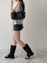Two-buckle open-toe flip-flop boots