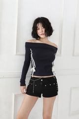 Offshoulder Lace Two-way T-shirt