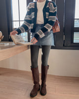 Striped knit cardigan