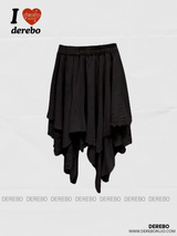 Deep cotton lace unbalanced midi skirt