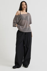 ニットワンショルダーTシャツ, Charcoal