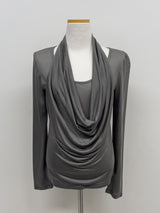 Shirred halterneck layered T-shirt