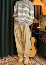 A-line Curved Wide Cotton Pants 3COLOR