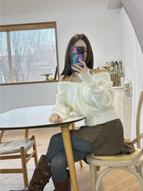 suede unbalanced brown mini skirt