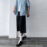 Button-Fly Structured Wide Shorts