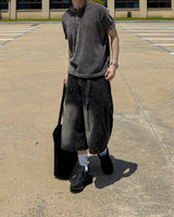 Boel Velour Ribbed Henley Short Sleeve