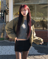 Malt Two-Way High-Neck Flight Jacket