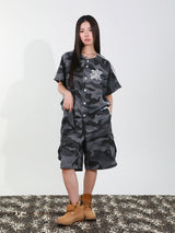 TOUGH BEAR CAMO HALF PANTS (BLACK)