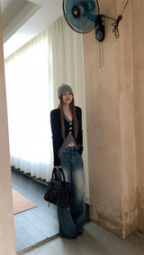 Bow Burton Layered Slit Long Sleeve Knitwear