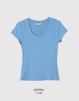 ベーシックスリムリブUネック半袖Tシャツ (5color)