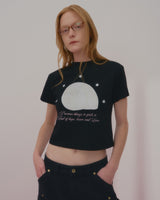 チャーミングシェルクロップTシャツ-BLACK