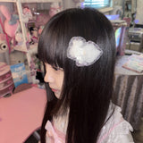 フラッフィーヘアクリップホワイトバニー