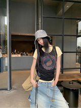 キャットウェスタンカラーロングノースリーブTシャツ