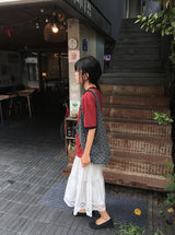 Mujeuf Tiered Lace Banding Long Skirt