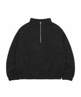 オーバーサイズフリースハーフジップ - Black