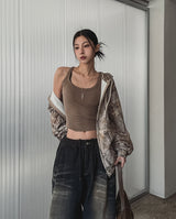 Lowkey Washing Quilting Balloon Denim Pants