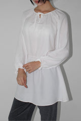 WAIST SHIRRING LONG BLOUSE