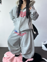 バルーンメイセットアップアベイラブルフリースプリンティドタトゥーエンブロイダリーバルーンロングパンツ 🩶✨ 2 COLOR