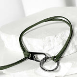 Suede string lettering bracelet_khaki