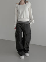 Blend Waffle Layered Halter Sweatshirt