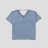 Harnel Layered Ribbed Henley Neck Short Sleeve T-shirt