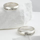 SVR-602 Silver 925 Lettering Stay with me Unisex Couple Friendship Ring